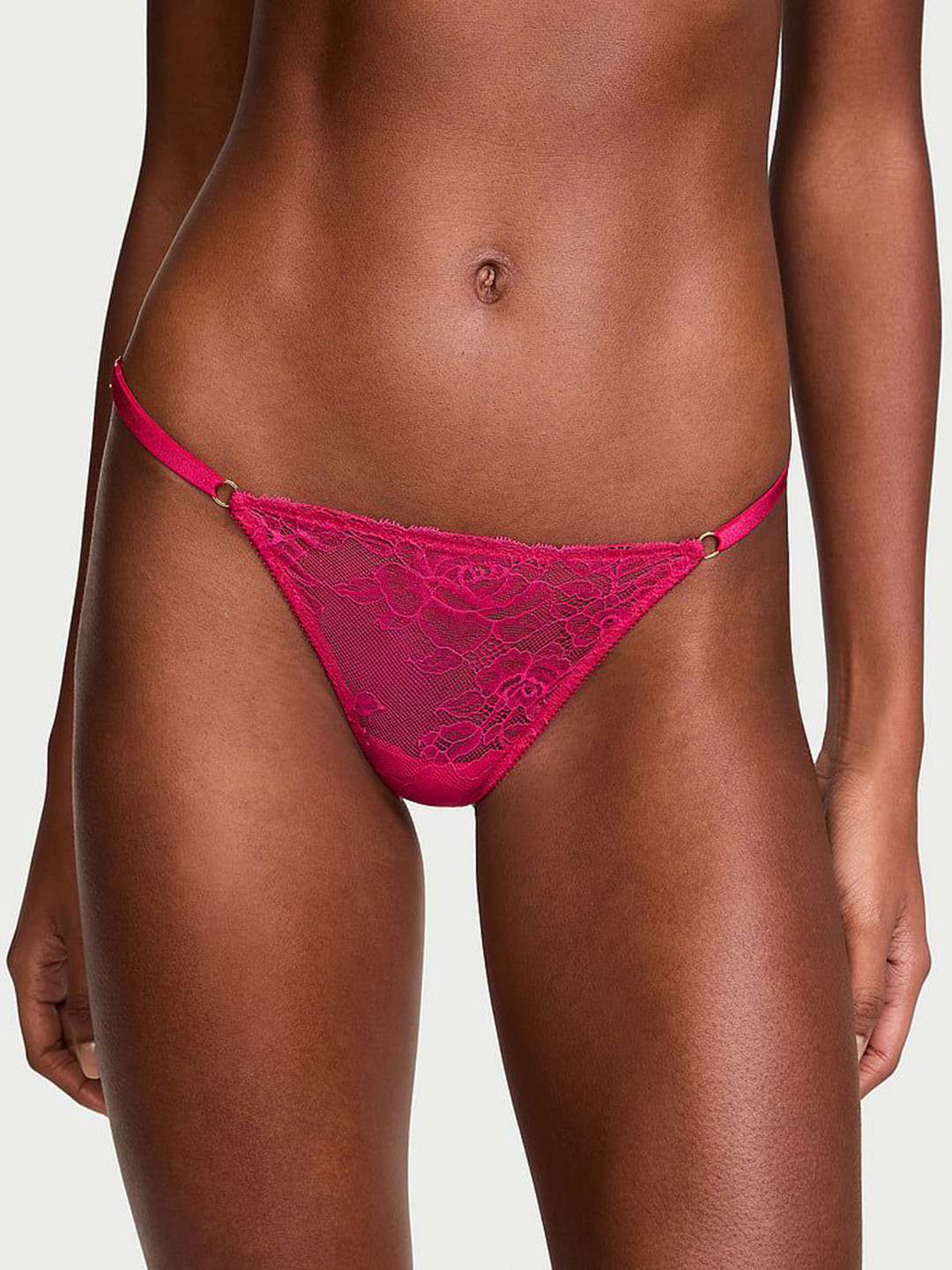 Victoria's Secret Very Sexy Rose Lace Adjustable V-String Thong Brief 1124952078S1