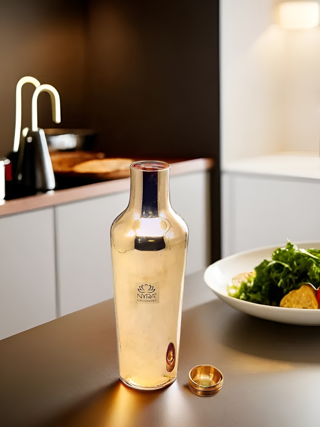 Nyra Kitchenware Gold Brand Logo Metal Spill Proof Water Bottle - 850ml