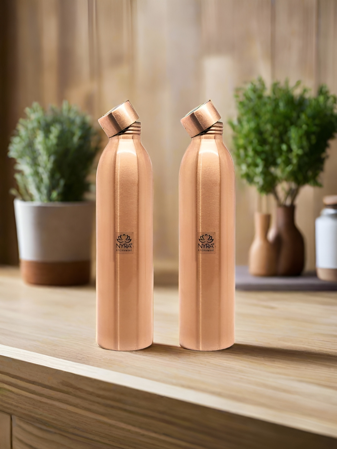 Nyra Kitchenware Tamba Brand Logo Copper Double Wall Vacuum 2 Piece Water Bottle - 1L