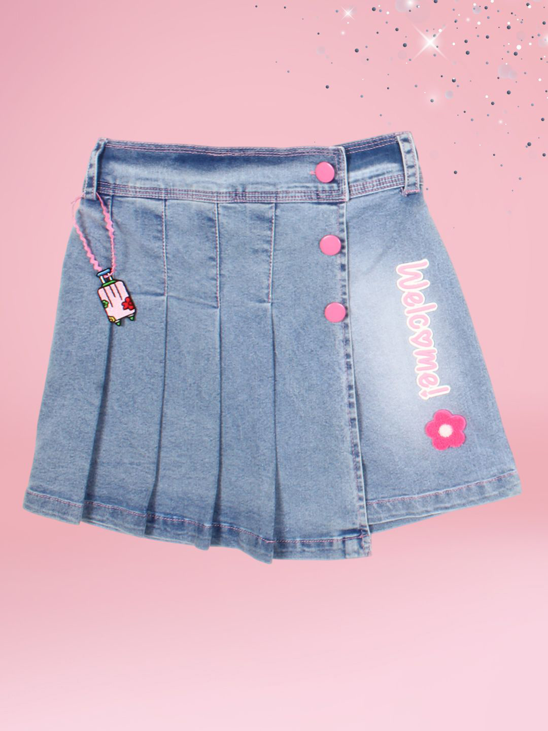 CUTECUMBER Pleated A-Line DenimSkirt