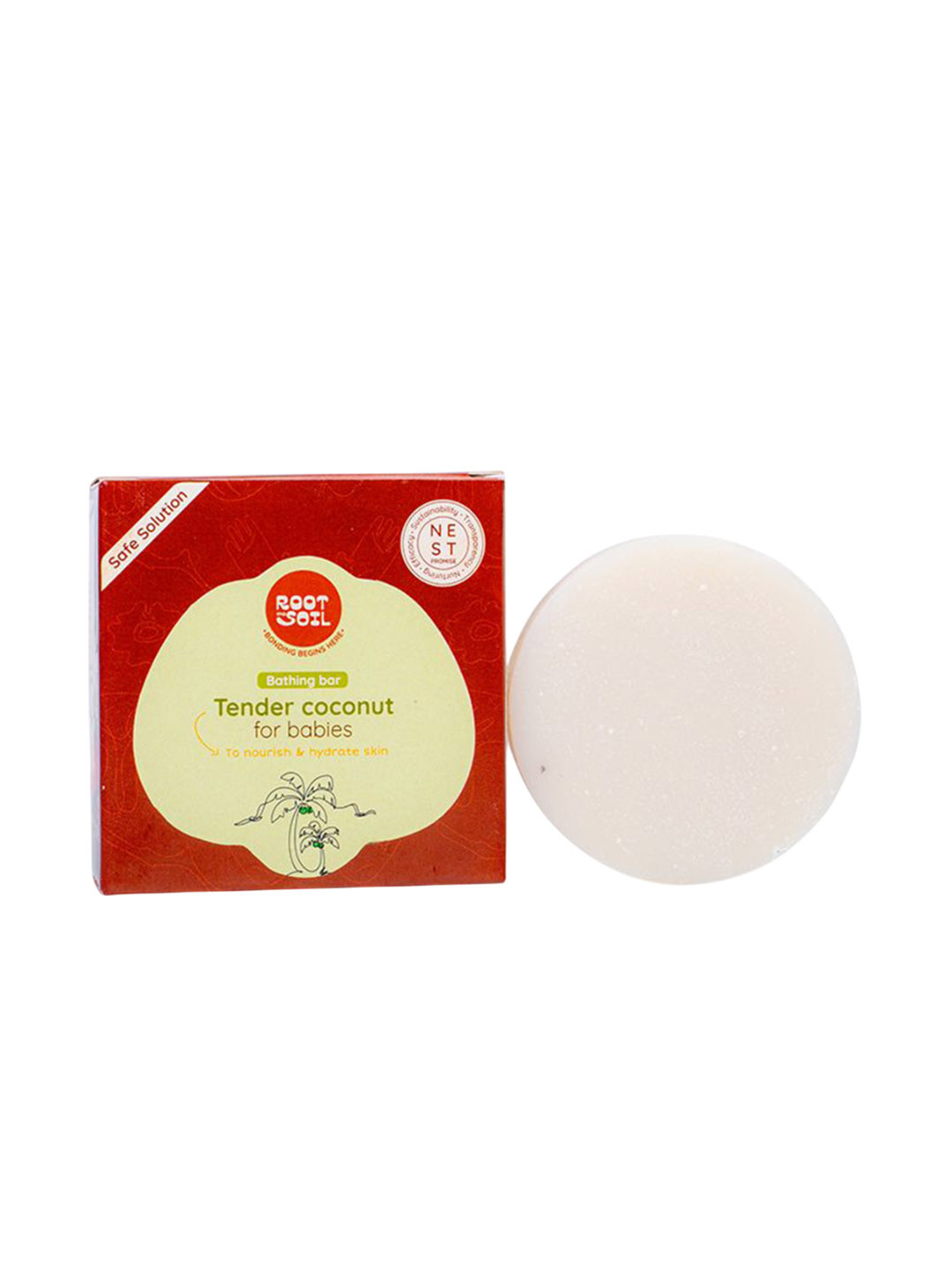 Root And Soil Baby Tender Coconut Bathing Bar Refreshes & Hydrates Skin - 100 g