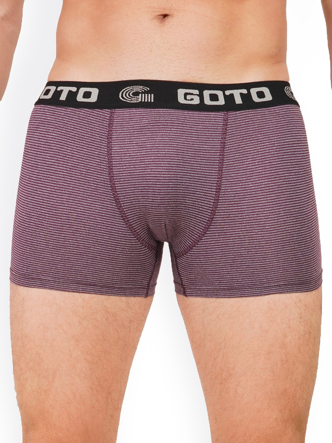 GOTO Basic Briefs NYLON LY PRINT OUTER EL TRUNK BROWN STRI