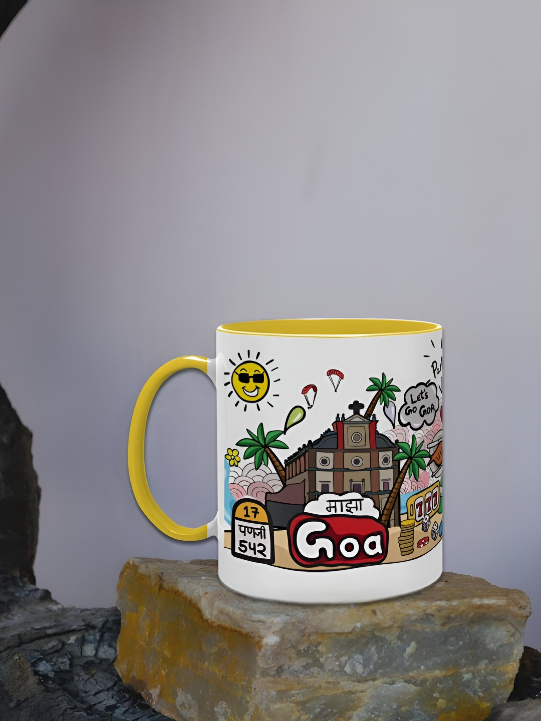 Indigifts Gond Art Inspired Classic White Typography Ceramic Microwave Safe Mug-325ml