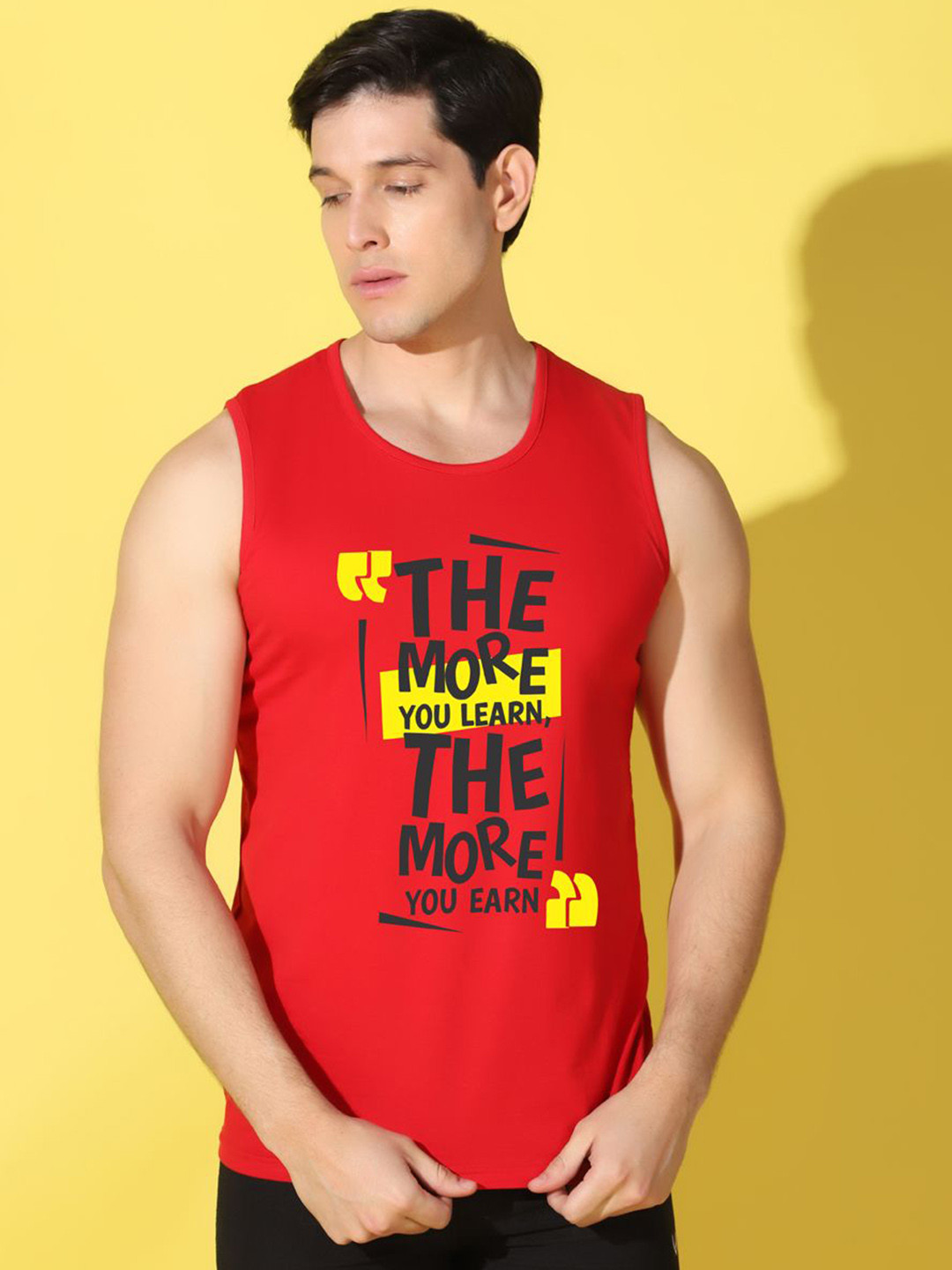 WOOSTRO Printed Gym Innerwear Vest VWS26 MORE RED