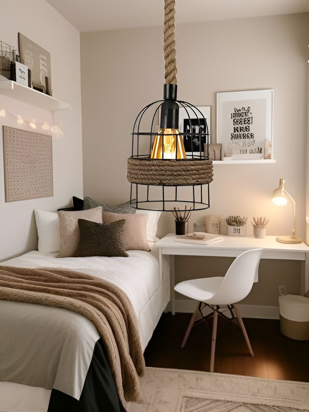 GAUVIK Beige & Black Ceiling Lamp