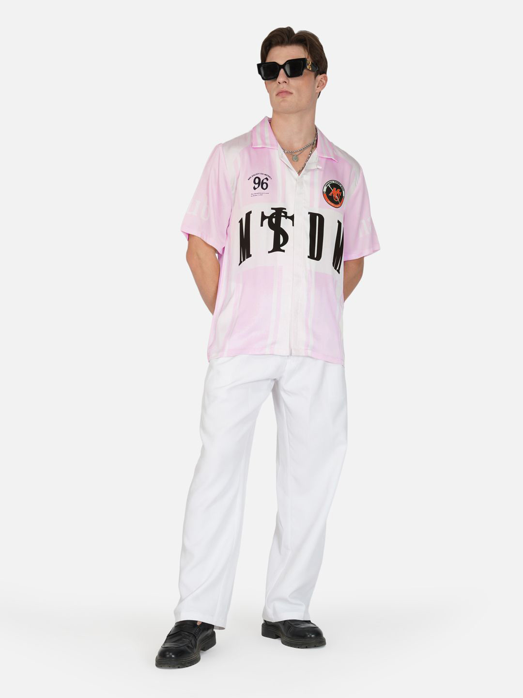 CLUBHAVANA Men Speed 96 Premium Relaxed Fit Typography Printed Satin Casual Shirt