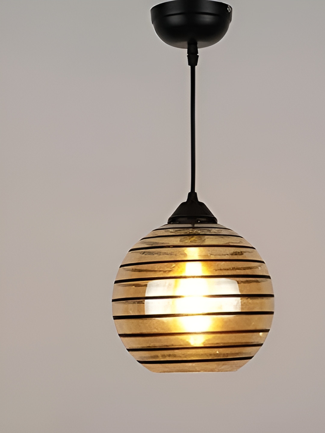 GAUVIK Transparent & Black Textured Glass Ceiling Lamp