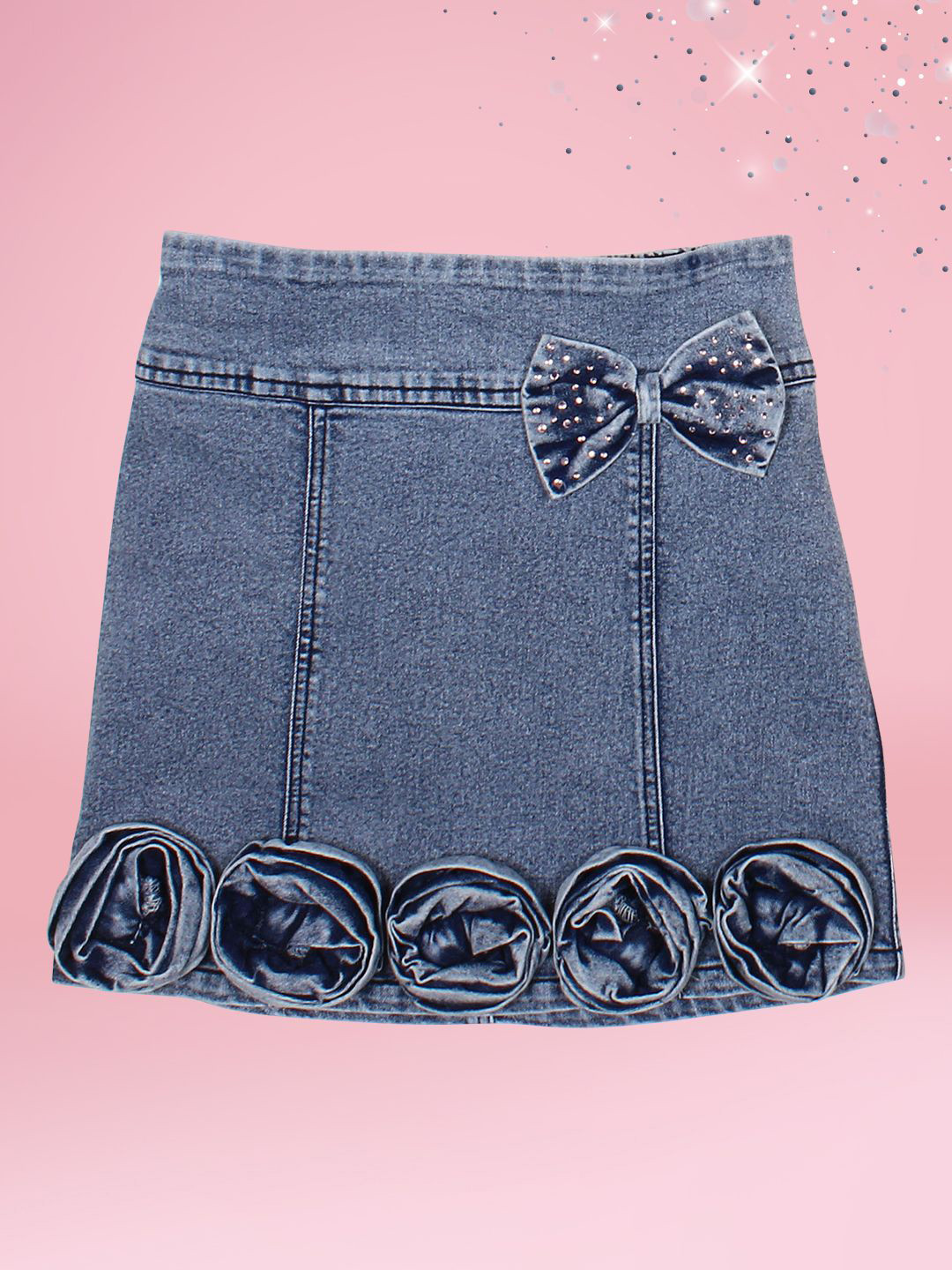 CUTECUMBER Girls Embellished Denim A-Line Above Knee Skirt