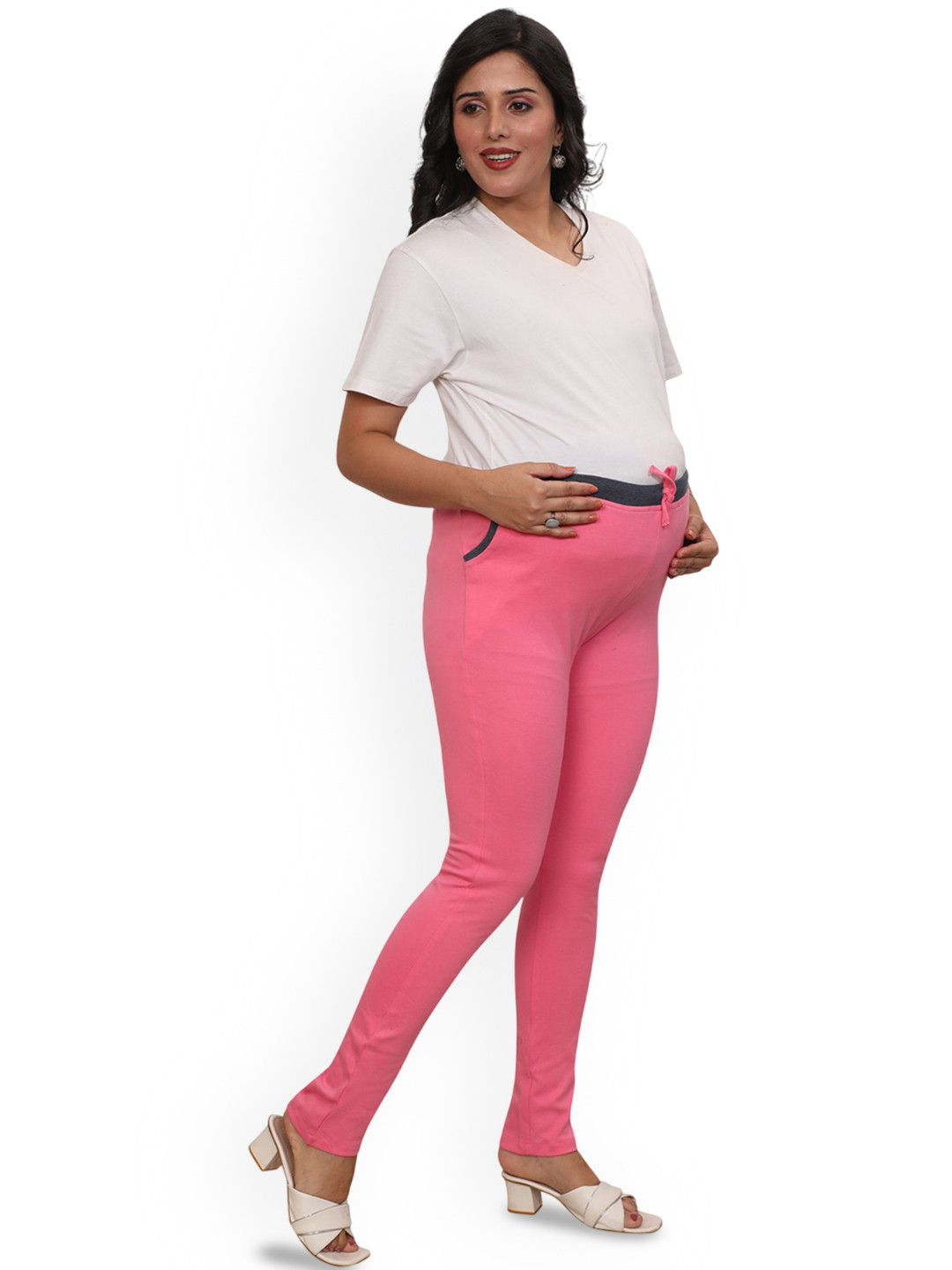 mama & bebe Relaxed Fit High-Rise Cotton Maternity Track Pants