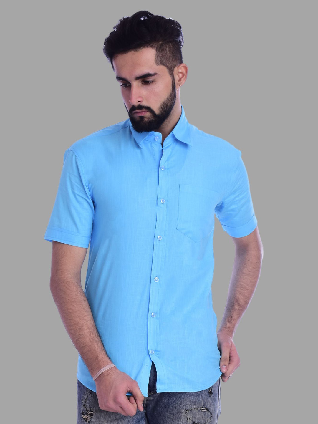 HANDICRAFT PALACE Men New Fit Solid Spread Collar Cotton Casual Shirt