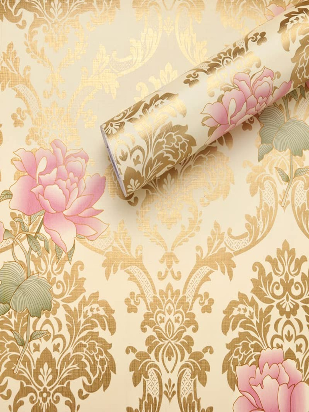 Aura Pink & Green Floral Printed Waterproof & Oil-Proof Self Adhesive Wallpaper