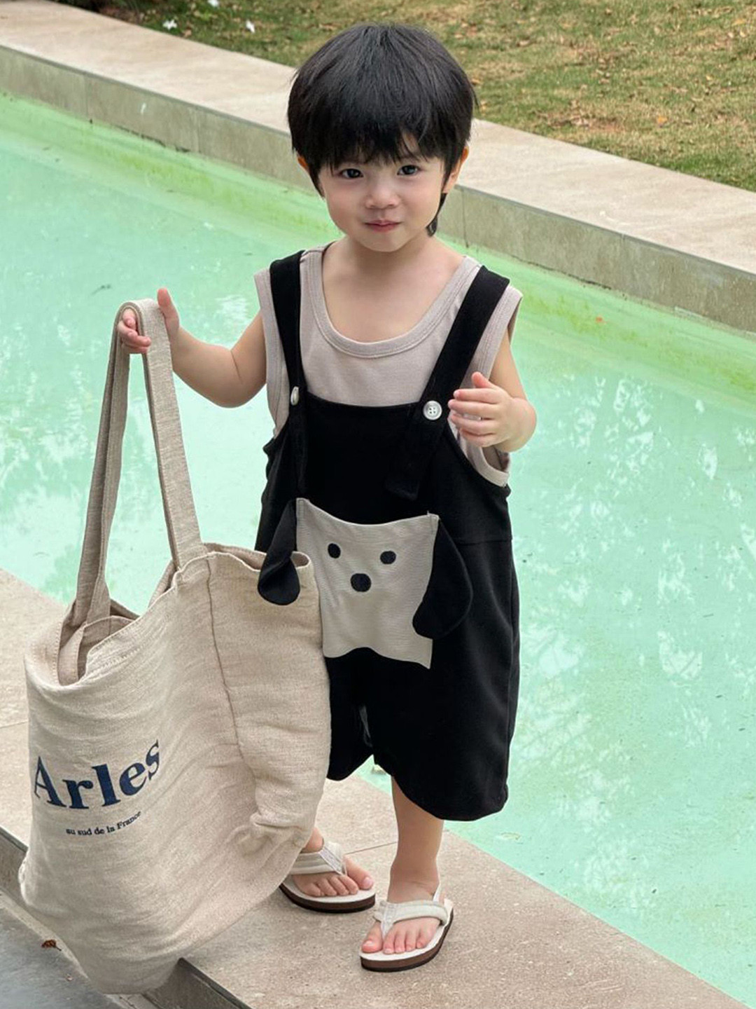 LULU & SKY Boys Strappy Short Dungaree