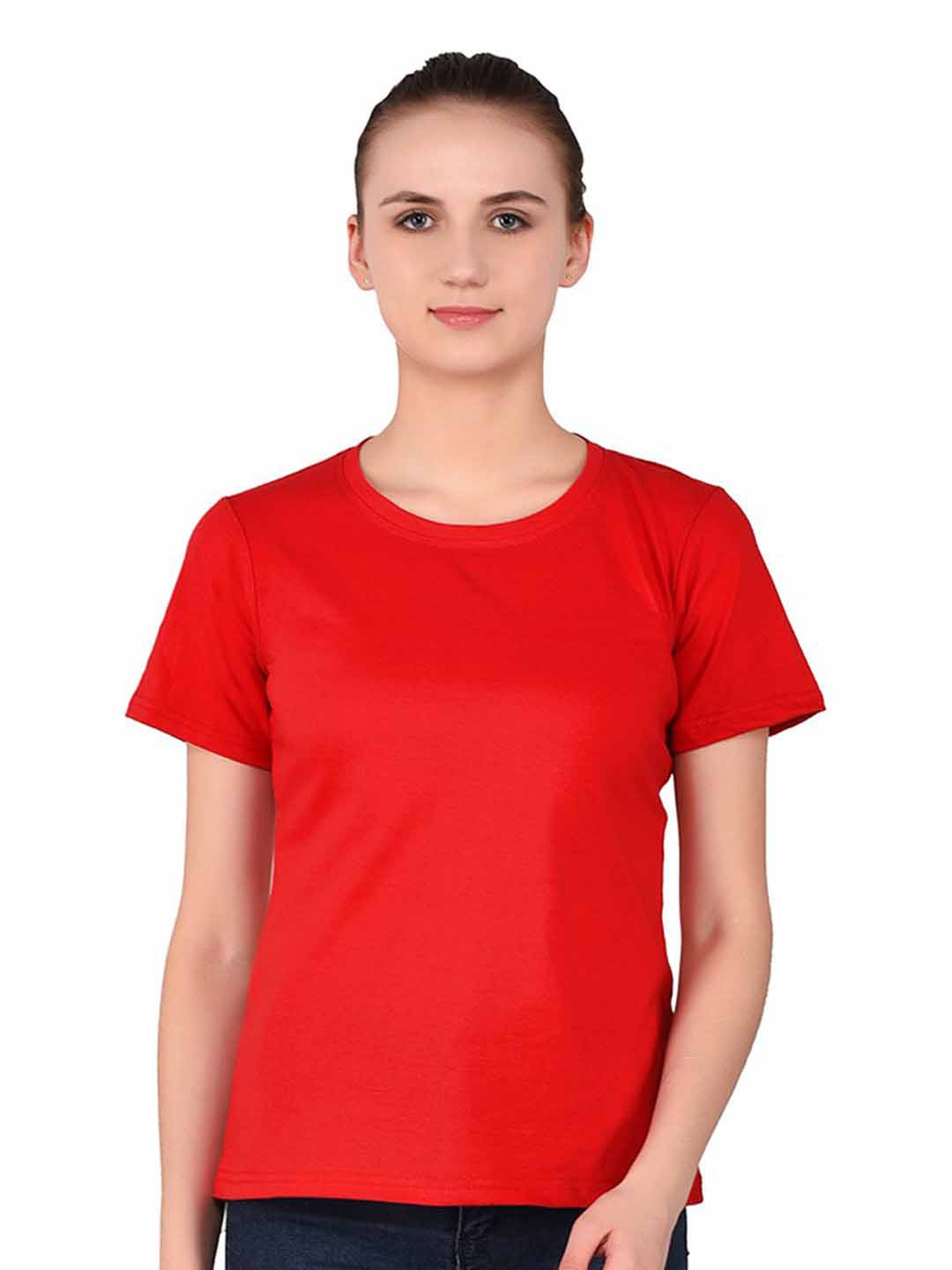 BEYOU FASHION Women Red Solid Regular Fit T-shirt