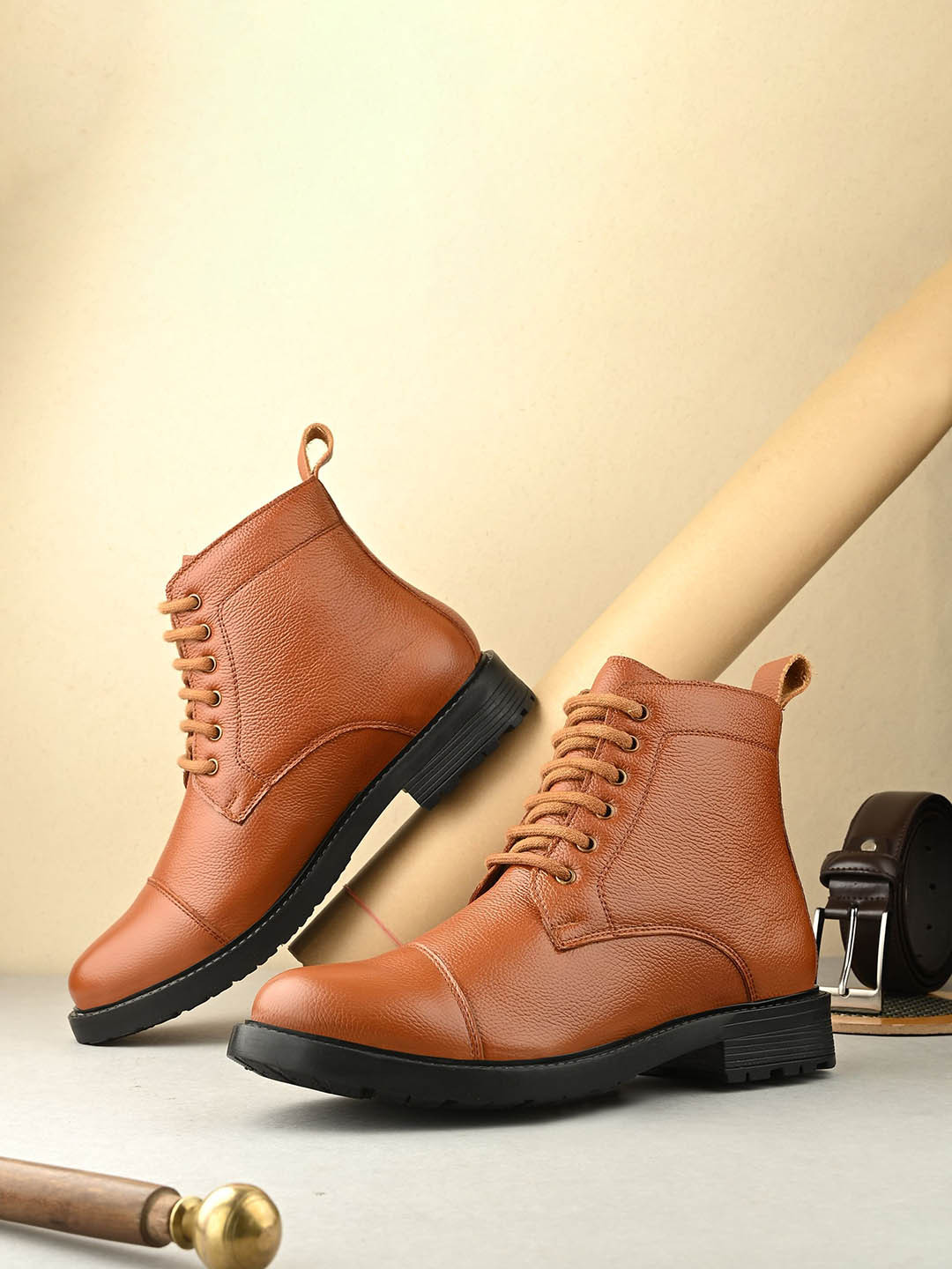 GALEX Men Leather Police Boot