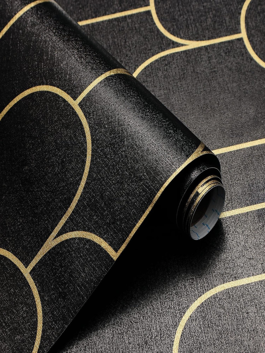 Aura Black & Yellow Abstract Printed Waterproof & Oil-Proof Self Adhesive Wallpaper
