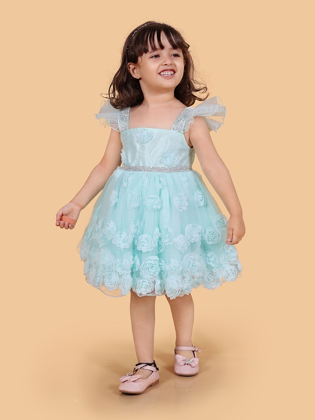 Titrit Floral Net Fit & Flare Dress