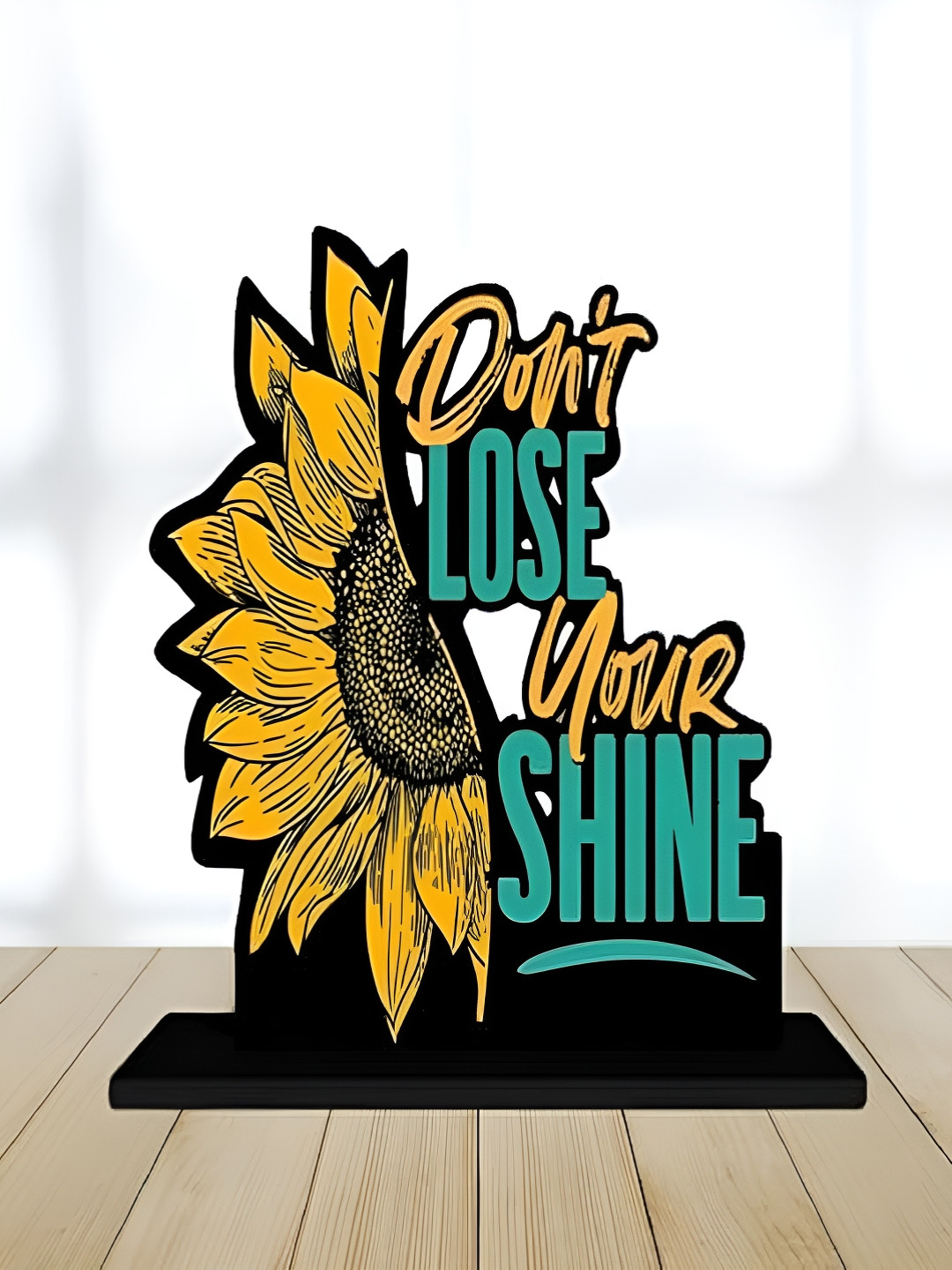 Phirki Studio Don't Lose Your Shine Yellow Wood Natural Living Room Small Showpiece -