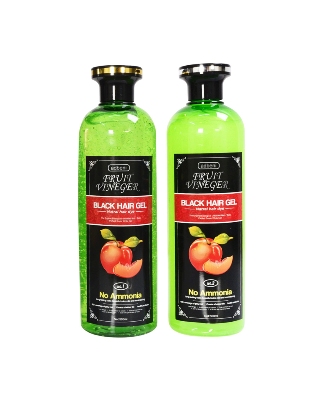 Adbeni Set Of 2 Fruit Vinegar Hair Color Gel - 500 ml Each- Black