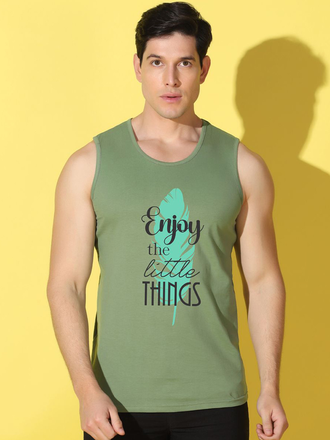 WOOSTRO Printed Gym Innerwear Vest VWS26 ENJOY LGTGREEN
