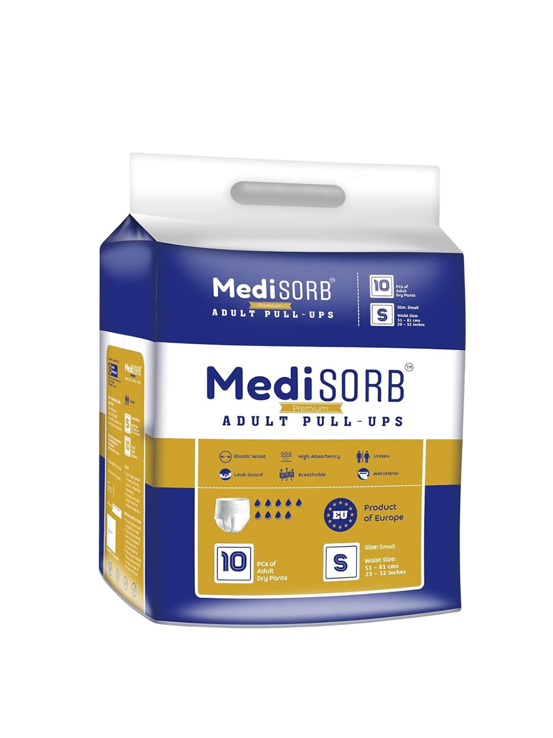 Medisorb Unisex Adult Pull Ups Diaper Pants - S 10Pcs