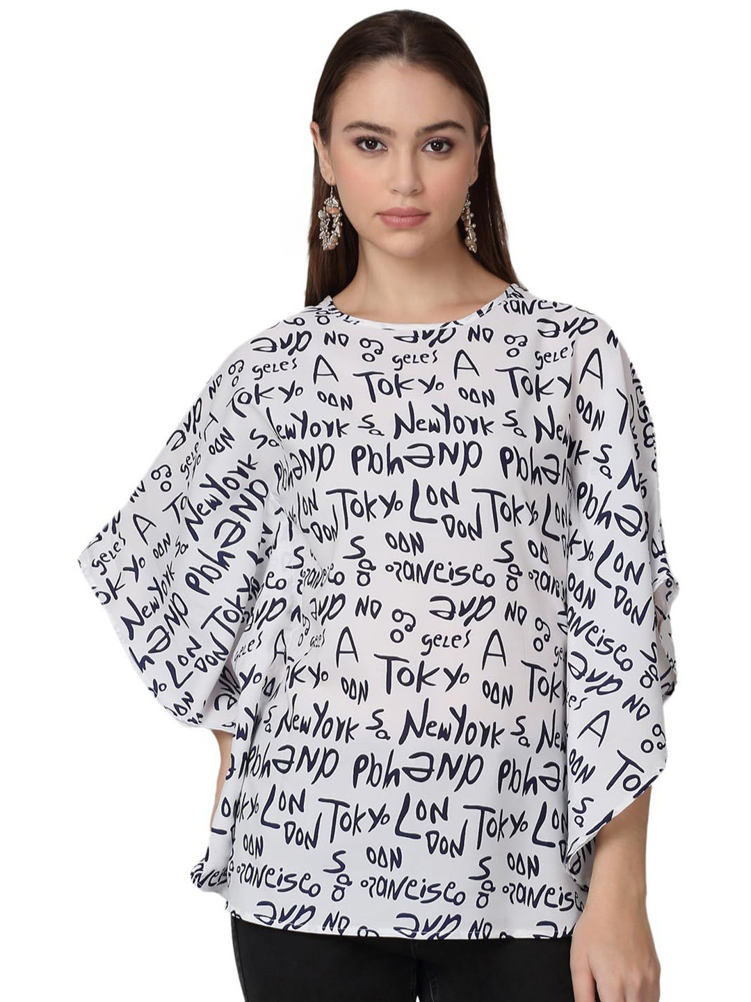 SZN Prinedt Batwing Sleeve Kaftan Top