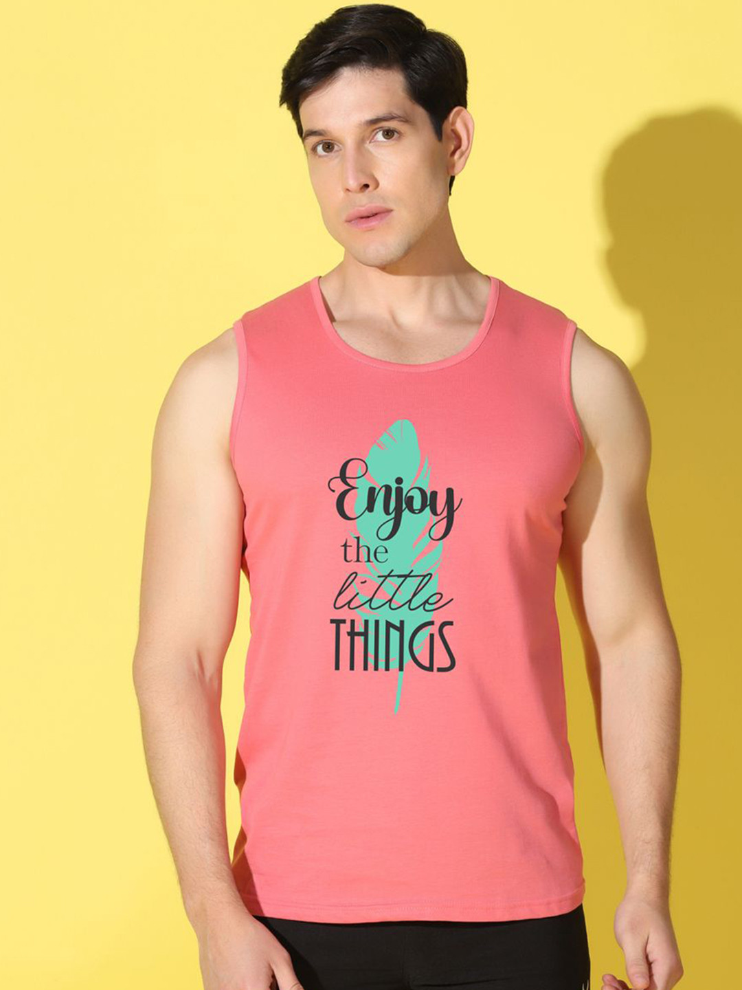 WOOSTRO Printed Gym Innerwear Vest VWS26 ENJOY PEACH