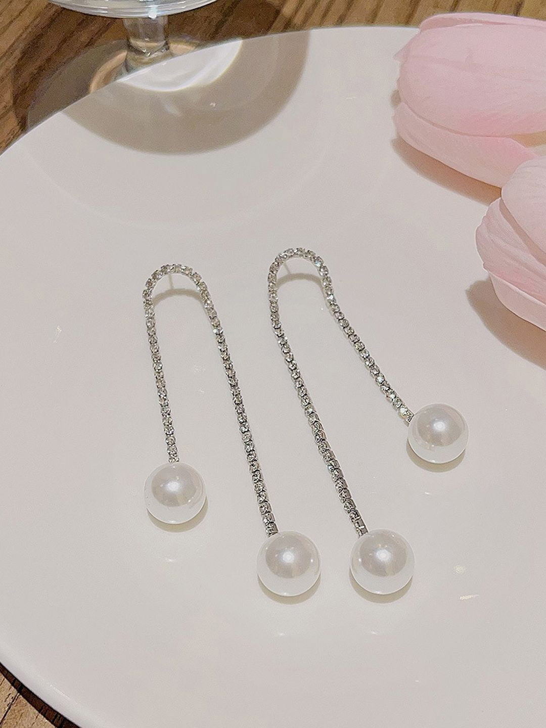 styledose Women Crystal Danglers U-Shaped Rhinestone Classic Drop Earrings