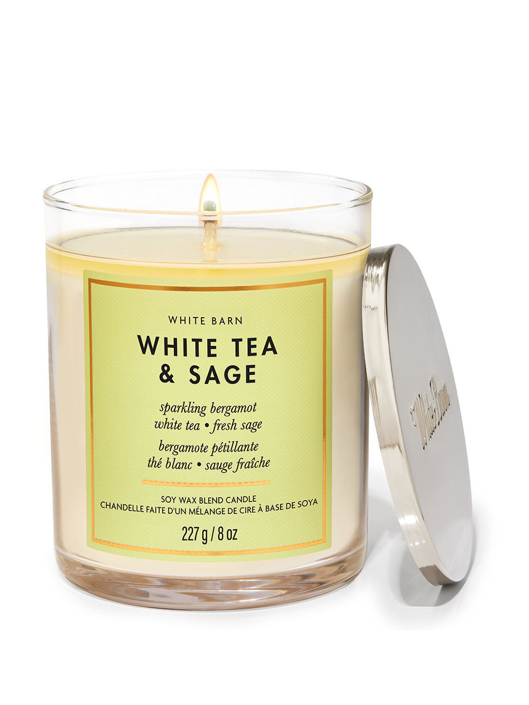 Bath & Body Works Tea & Sage 1 Wick White Tea & Sage Solid Geometric Regular Jar Candles
