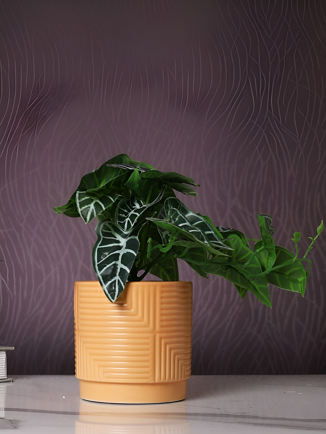 TAYHAA Brown 1 Pieces Palm Artificial Plant With Pot