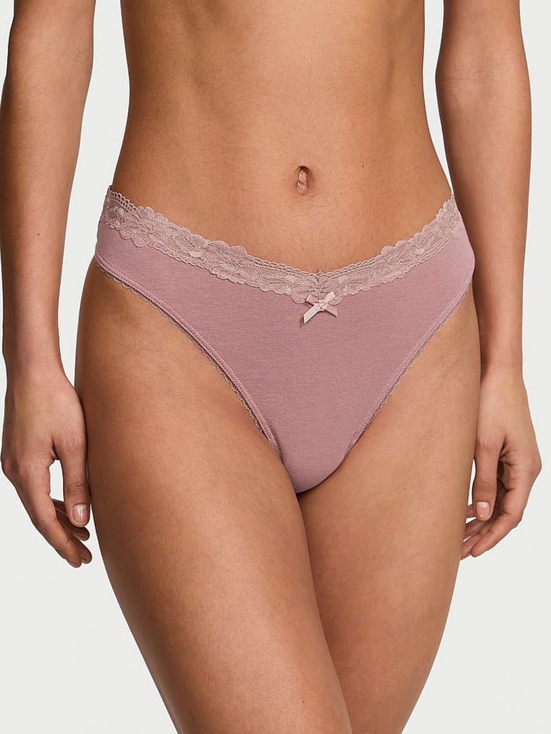 Victoria's Secret Stretch Lace-Waist Scoop High-Leg Thong Brief 112630543Y9S