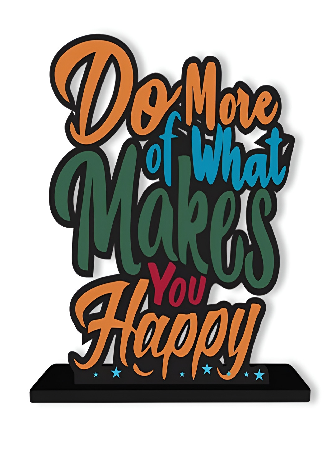 Phirki Studio Do More Of What Makes you Happy Yellow Wood Glossy Living Room Medium Showpiece - 5.1 Inches