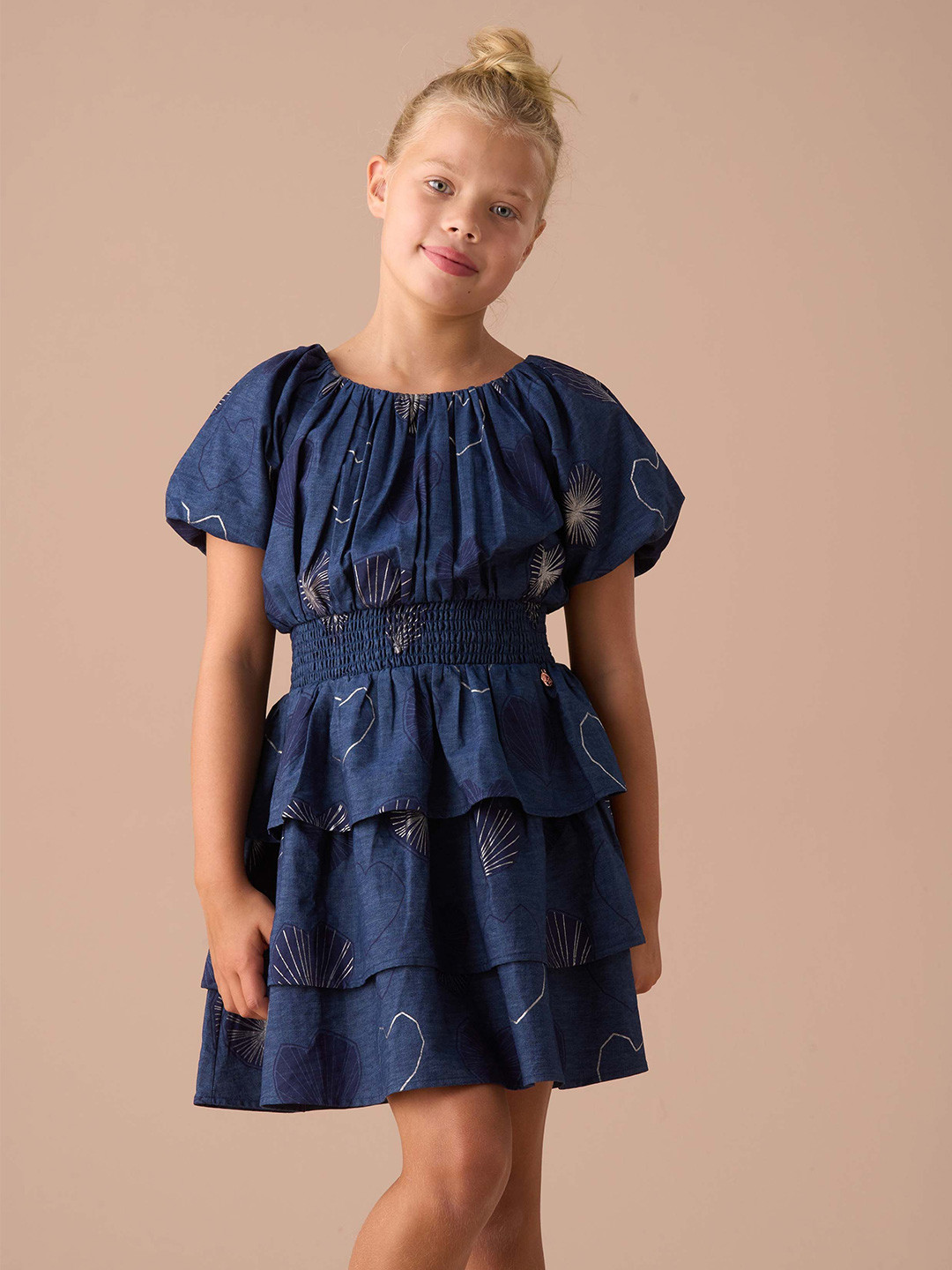 Angel & Rocket Print Peplum Dress