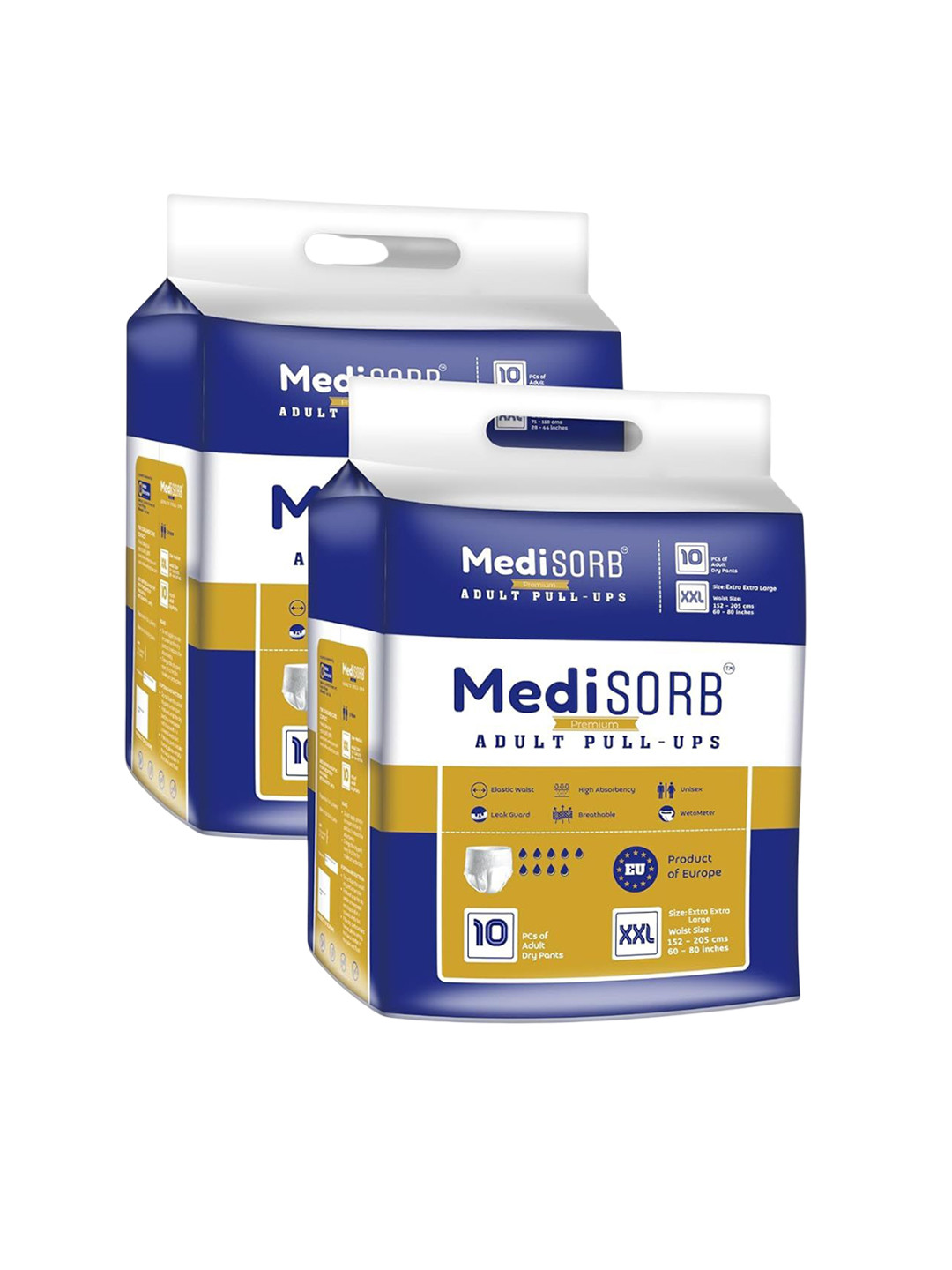 Medisorb Unisex Set Of 2 Adult Pull Ups Diaper Pants - 2XL 10Pcs Each