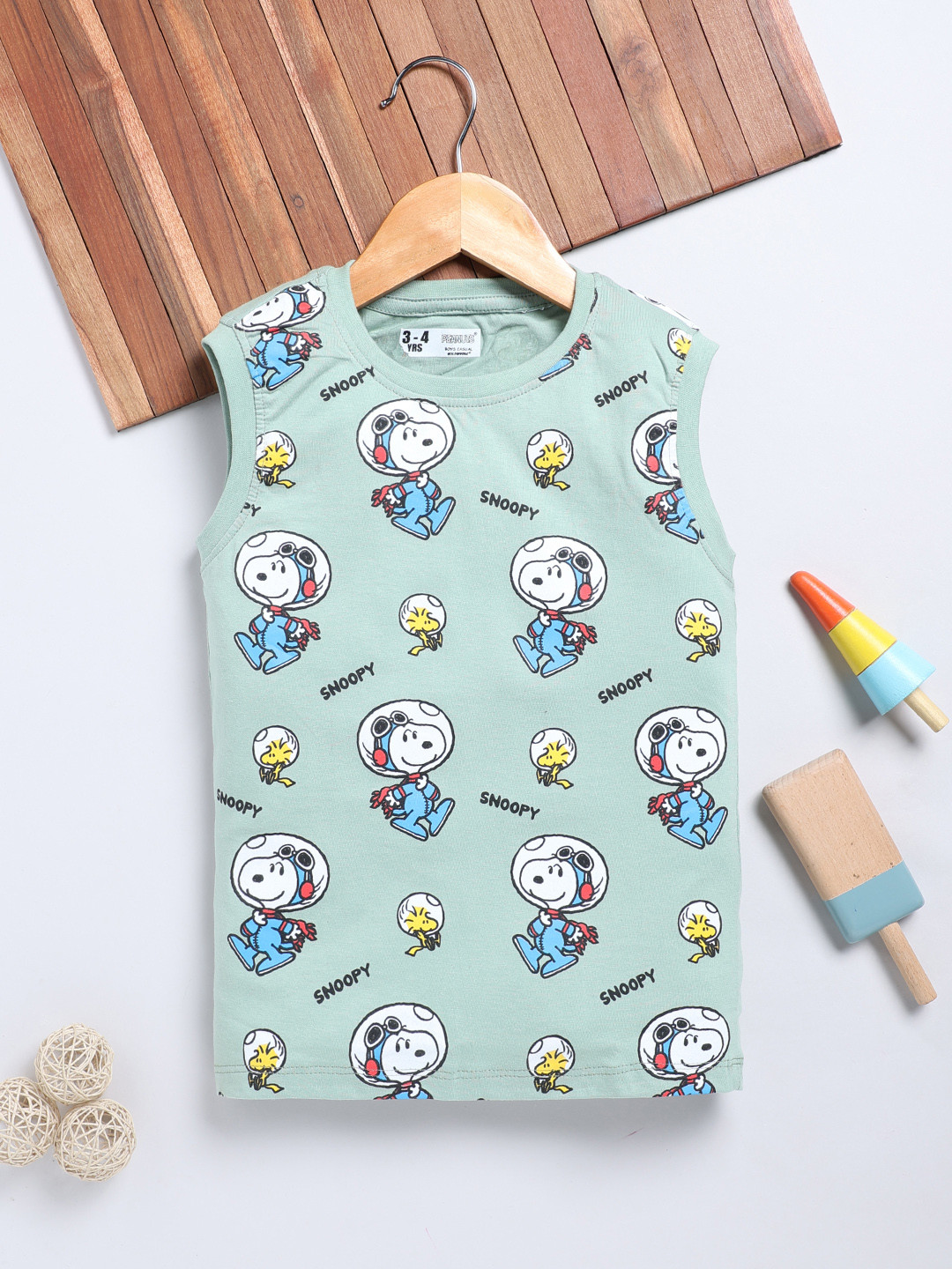 YK X Minute Mirth Boys Snoopy Printed Sleeveless Pure Cotton T-shirt