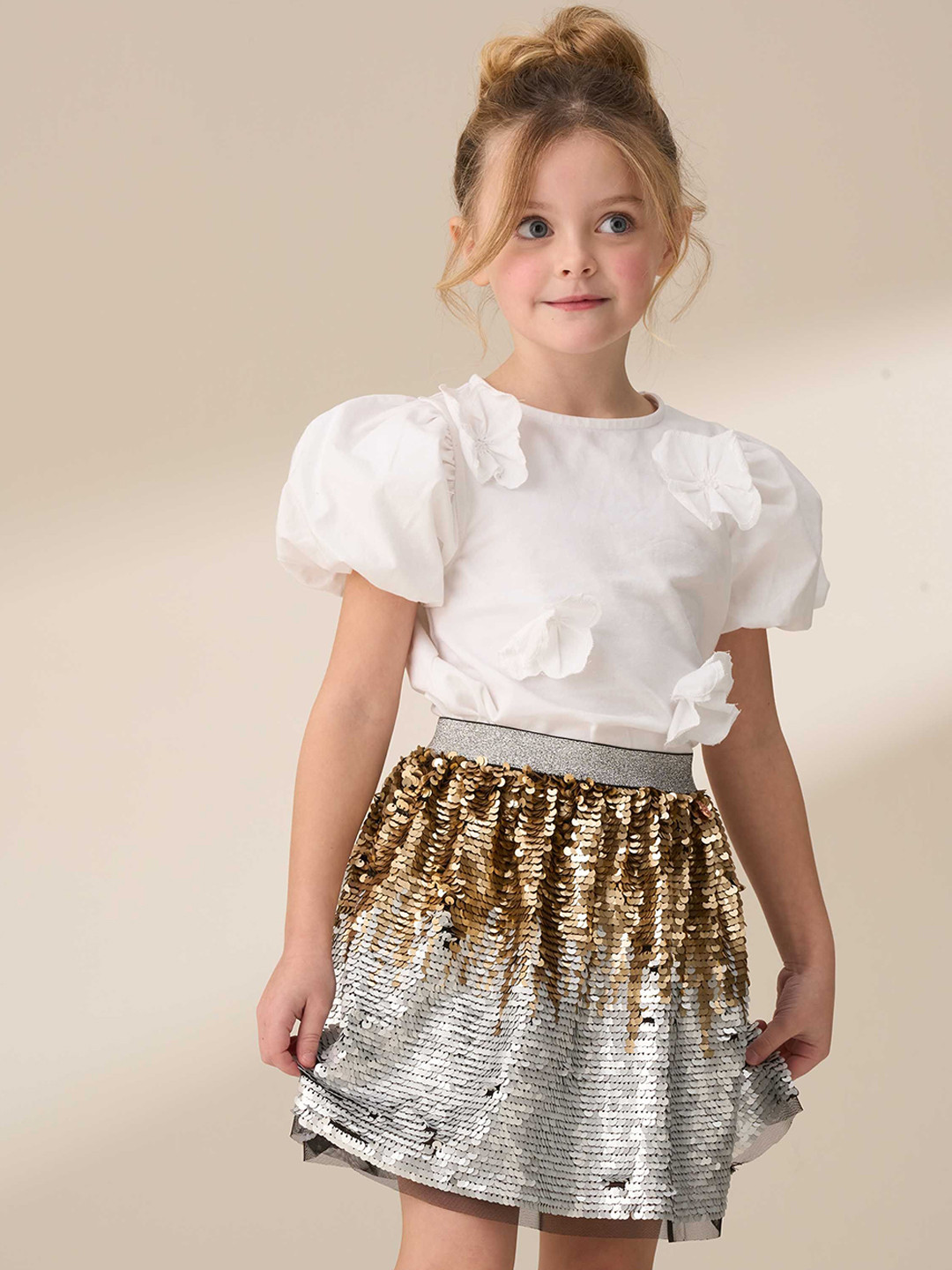 Angel & Rocket Girl's Regular Fit Enya Sequin Puffball Skirt