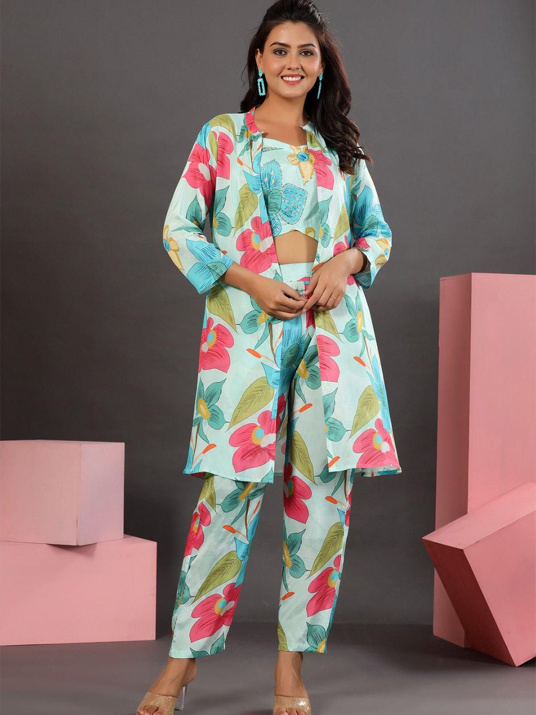 JISORA Printed Russian Silk Co-ord