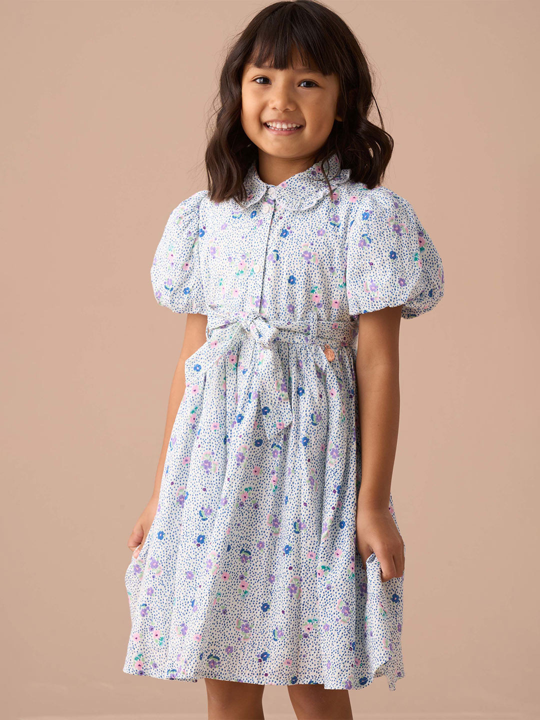 Angel & Rocket Floral Print Flutter Sleeve Dress