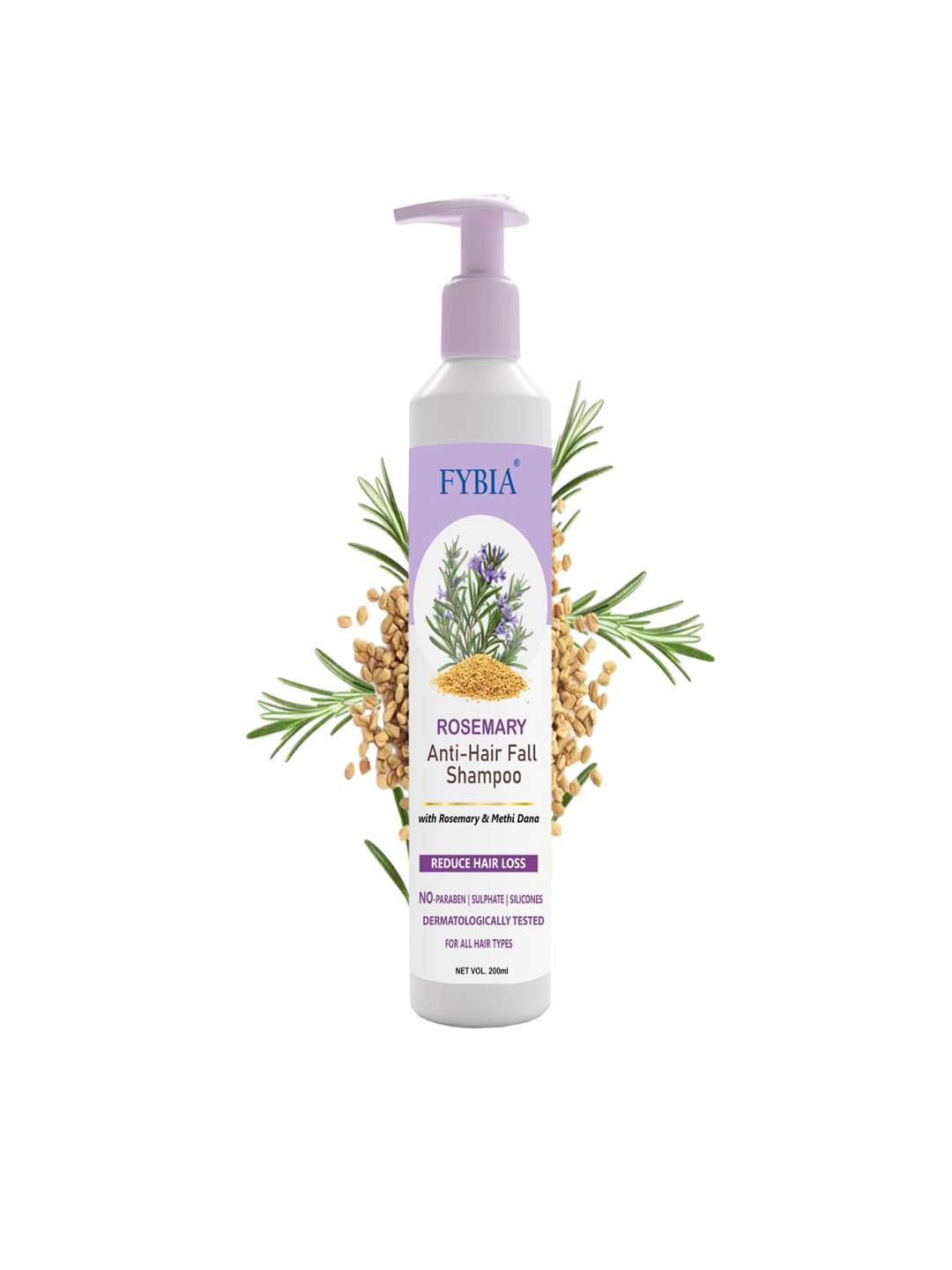 FYBIA Rosemary Anti-Hair Fall Shampoo With Rosemary & Methi Dana For Frizz Control- 200ml