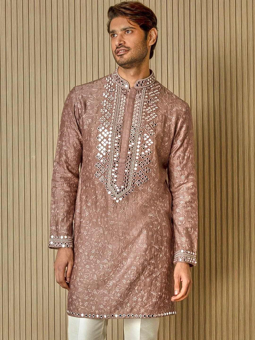 ASUKA Men Regular Chanderi Silk Kurta with Trousers