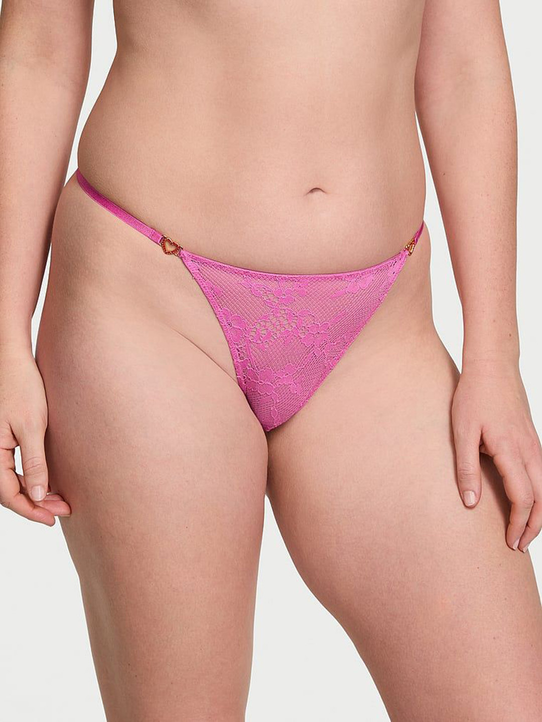 Victoria's Secret Dream Angels Lace Rhinestone Heart Hardware Thong Brief 1125886583S2