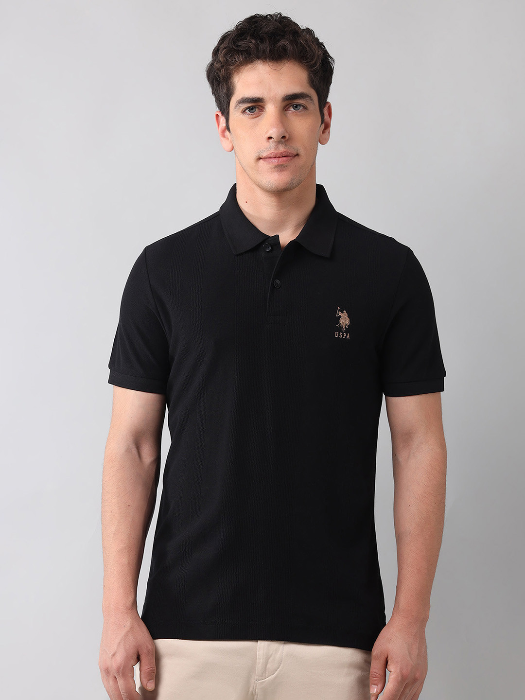 U.S. Polo Assn. Denim Co. Men Blue Slim Fit Polo T-Shirt - Image 1