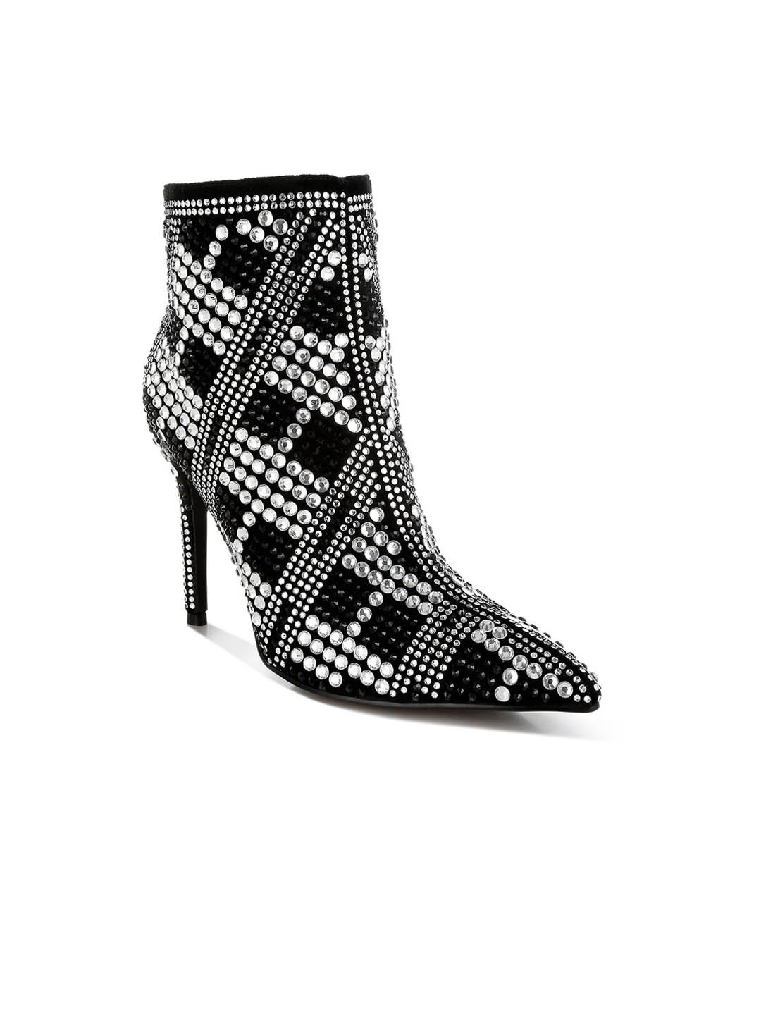 London Rag Women Rhinestones Studded Stiletto Heel Boots