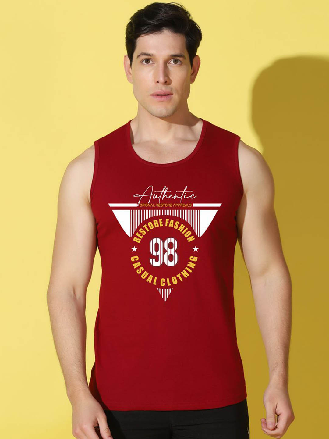WOOSTRO Printed Gym Innerwear Vest VWS26 98 MAROON