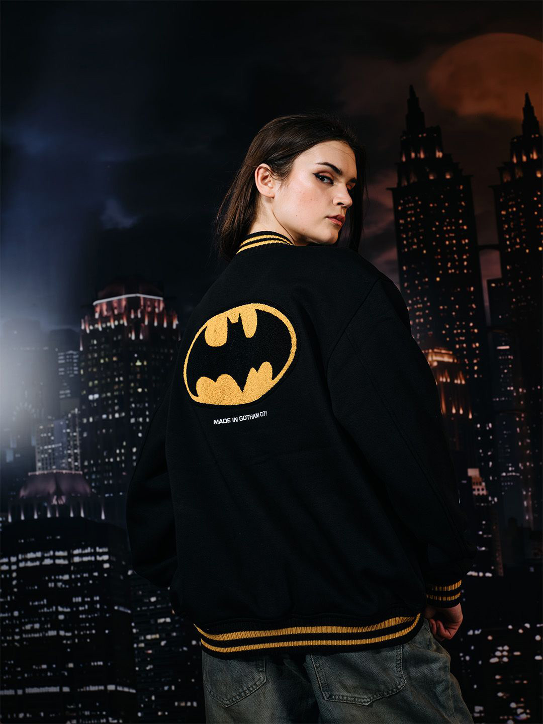 Bonkers Corner Women Regular Varsity Jacket with Graphic Print