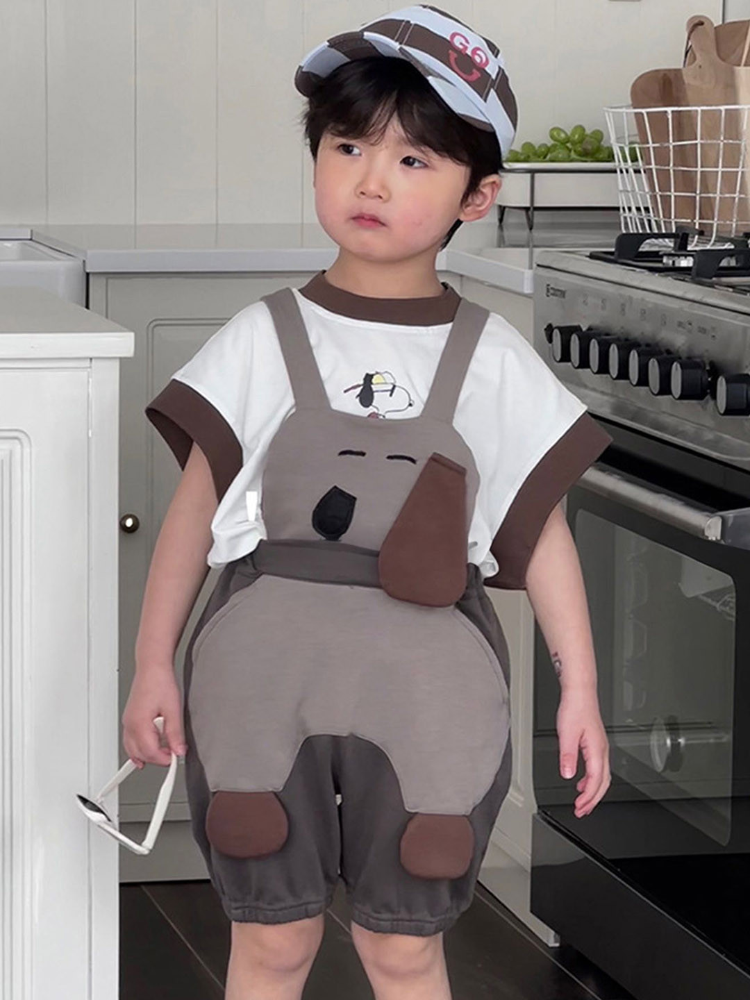 LULU & SKY Boys Applique Strappy Dungaree