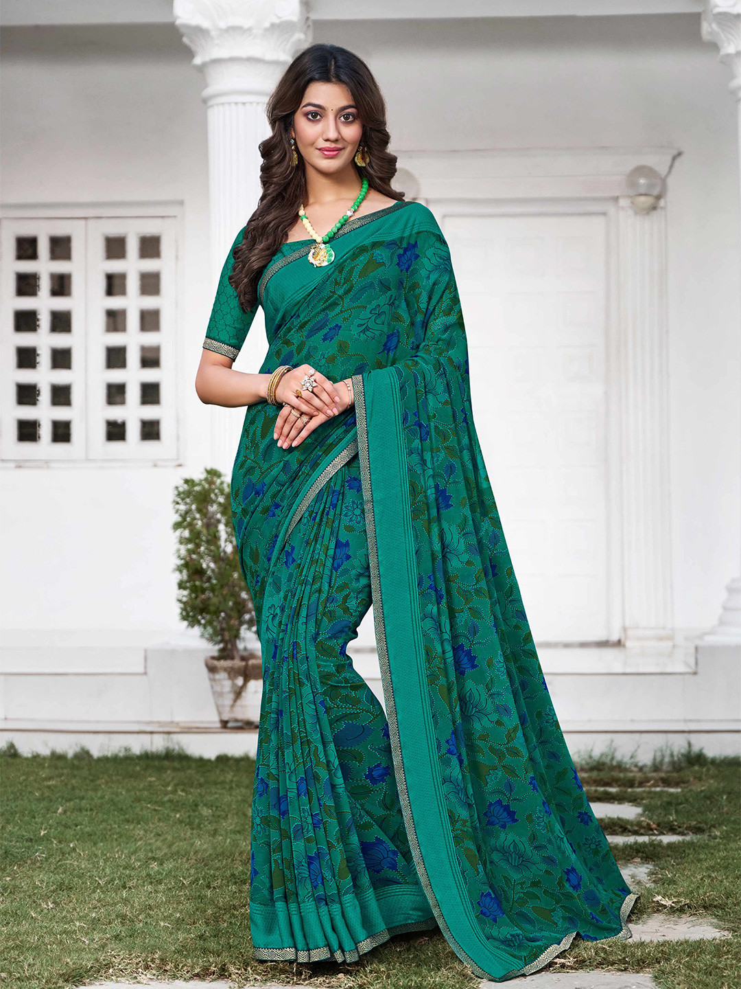 Laxmipati Floral Poly Georgette Saree