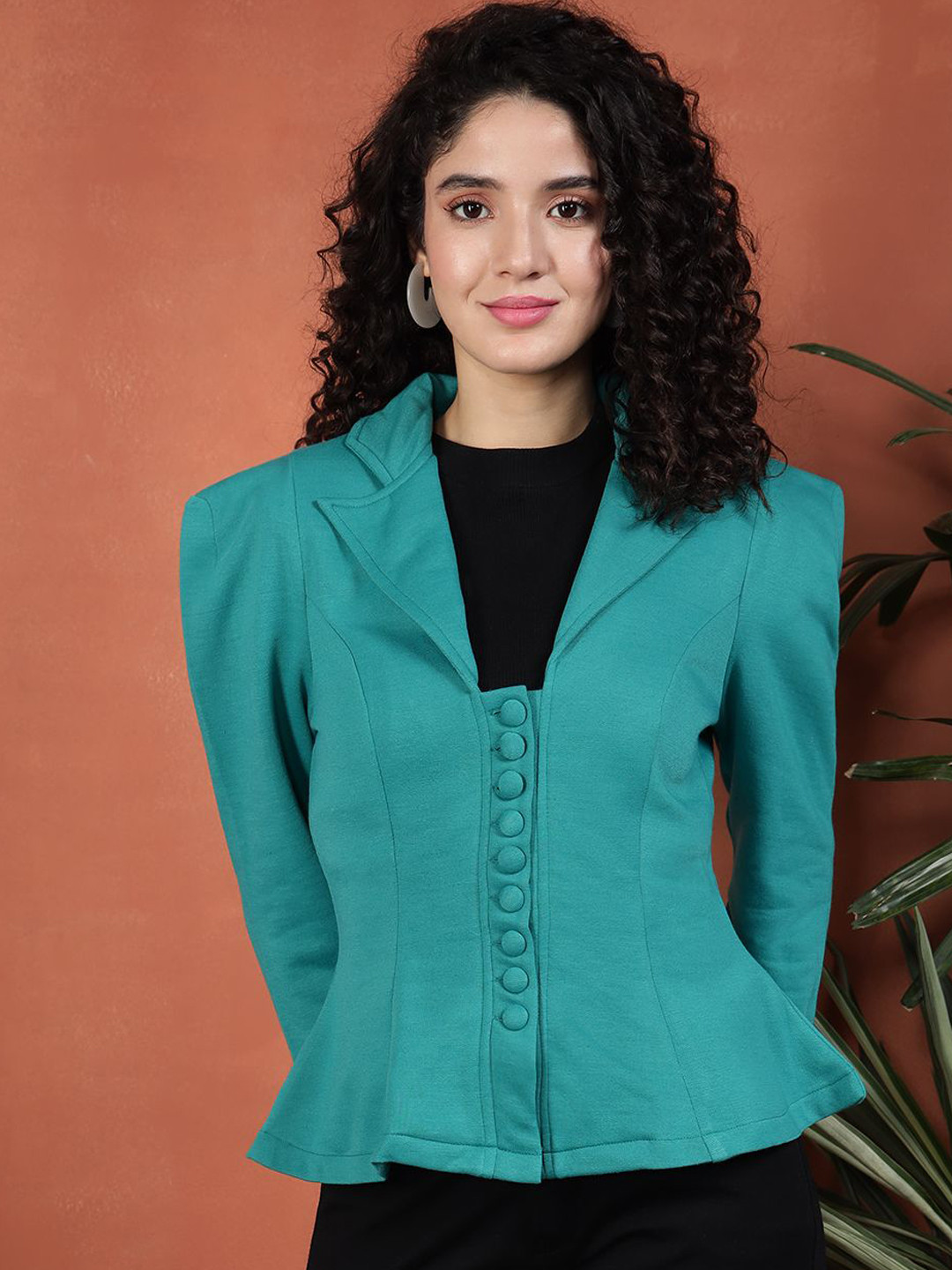 BAESD Notched Lapel Leather Single Breasted Blazer