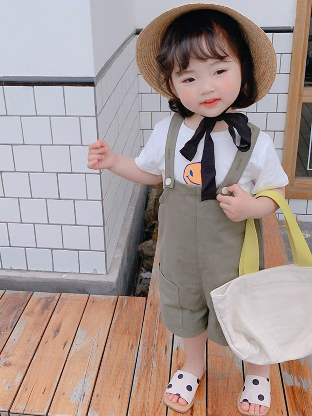 LULU & SKY Girls Strappy Short Dungaree