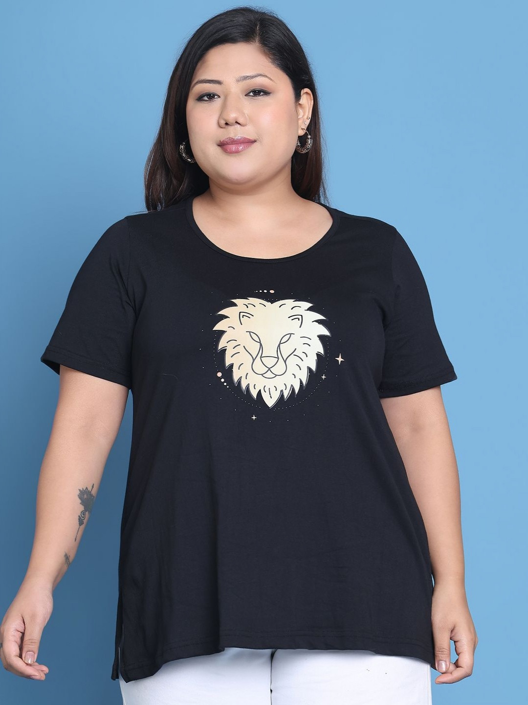 theRebelinme Women Printed Tropical T-shirt