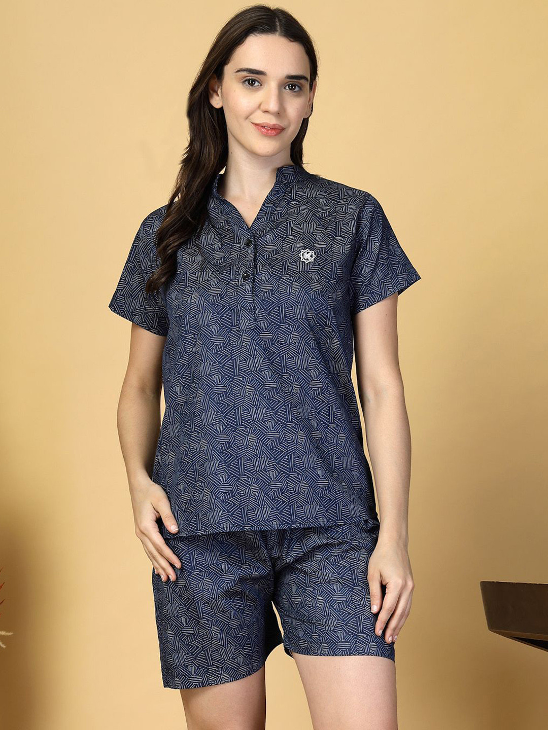 KLOTTHE Women Printed Pure Cotton T-shirt and Shorts Night suit